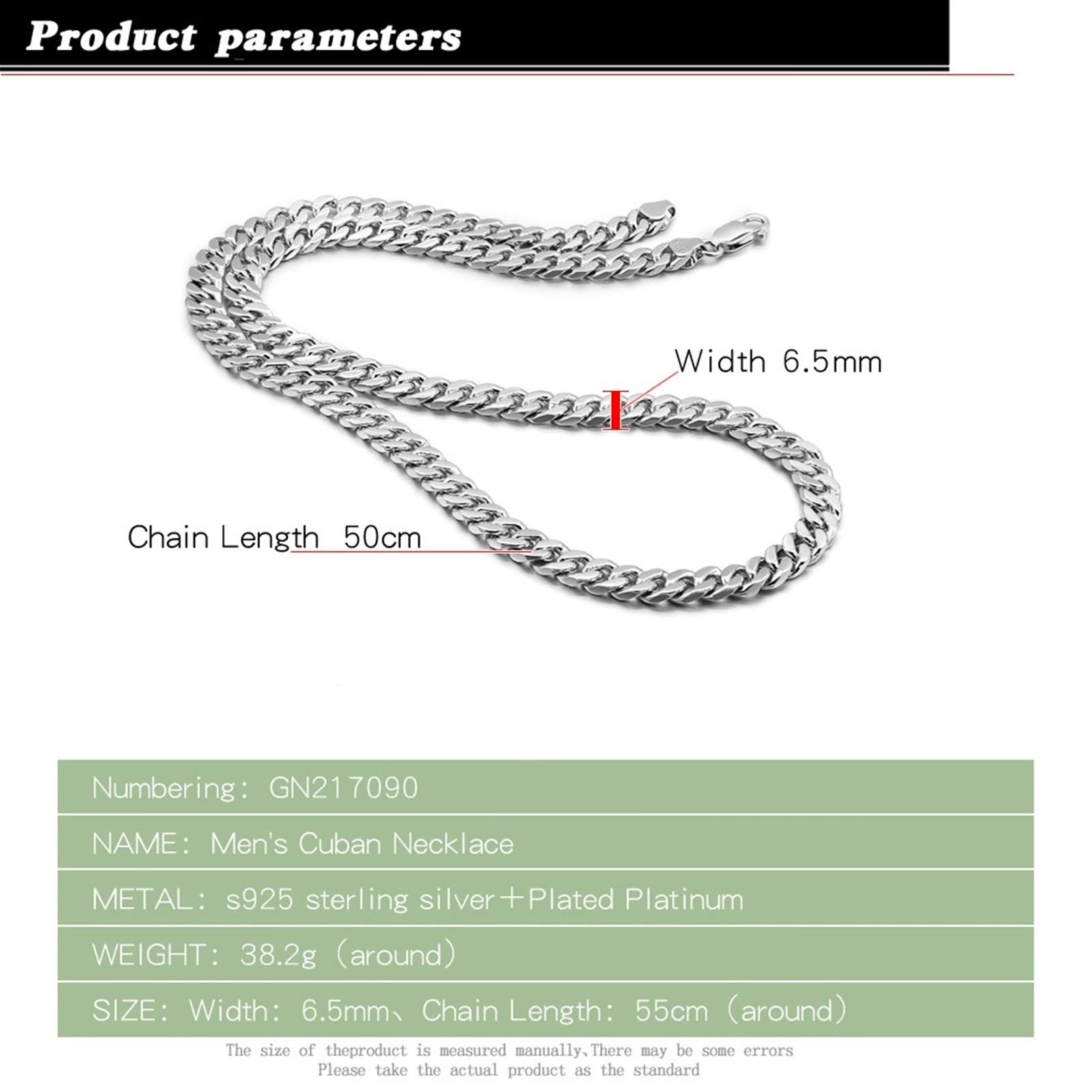 Collier Chaine Homme Herrenhalsketten 925 Sterling Silber Herren Halskette Link Kette 6,5 mm 20-24 In Mann Fine Schmuck Geschenk