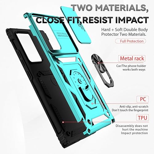 Miniatura 8 de Funda para Samsung Galaxy Note 20 Ultra con cubierta para lente de cámara, protector de pantalla HD, prueba de caídas de grado militar, soporte de