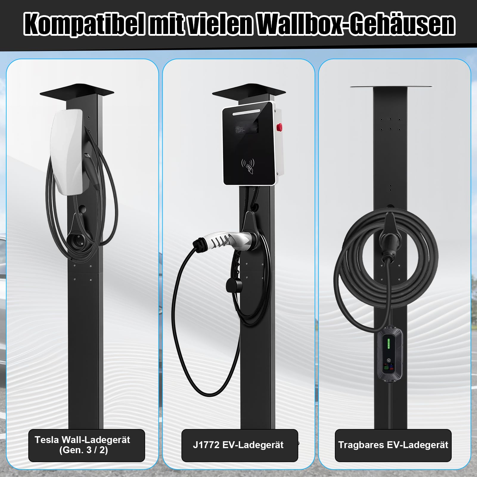 Wallbox - Soporte de aleación de aluminio para pared, soporte de montaje independiente para cajas de pared, soporte resistente a la intemperie con gestión de cables, sin función eléctrica