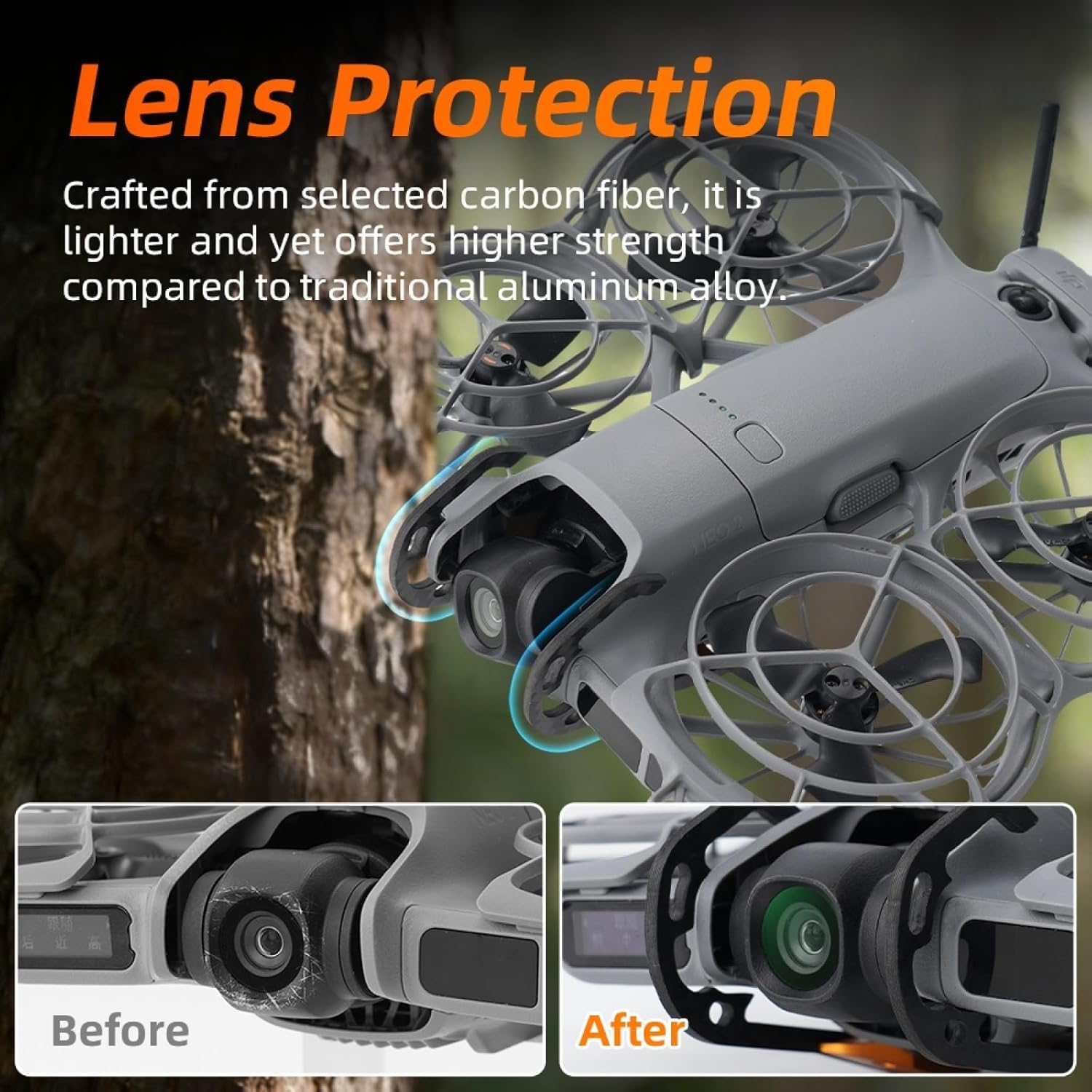 Gimbal Bumper for DJI NEO 2 Gimbal Protection Bar Carbon Fiber Camera Lens Protector Anti-Collision Bumper Protect Guard Bar for DJI Neo 2 Drone Accessories