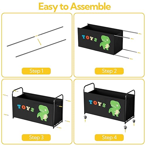 Miniatura 6 de GRANNY SAYS Caja de juguetes para niños y niñas, almacenamiento grande de juguetes con ruedas, organizador de almacenamiento de juguetes de metal