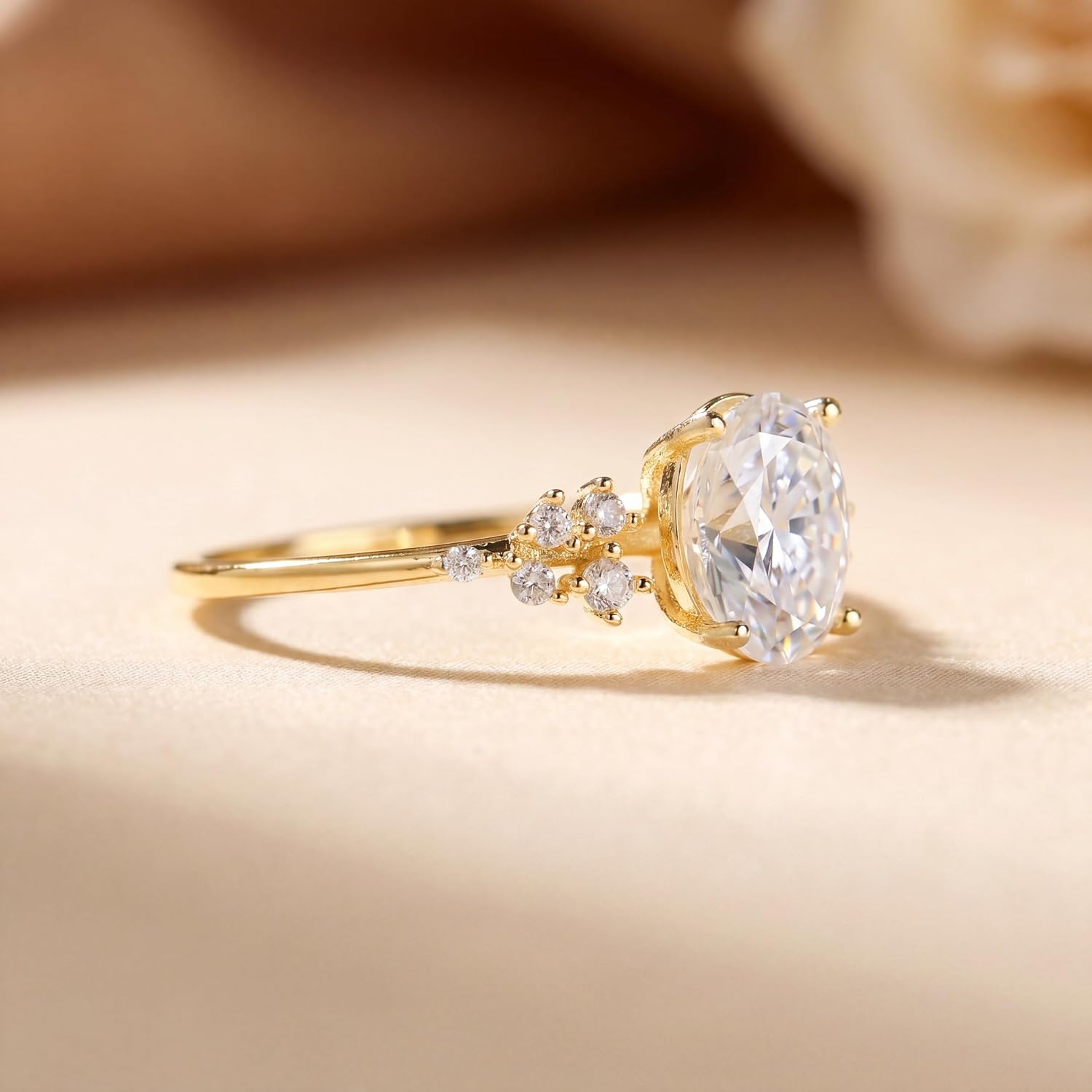1CT/2CT/3CT 14K Gold Plated 925 Sterling Silver Oval Cut Engagement Rings Solitaire Cubic Zirconia CZ Wedding Promise Bands For Women Size 5-9