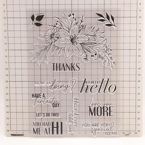 Miniatura 2 de Arbuya Sellos transparentes de flores para hacer tarjetas o diarios, palabras, sentimientos, sellos de silicona transparente para álbumes de