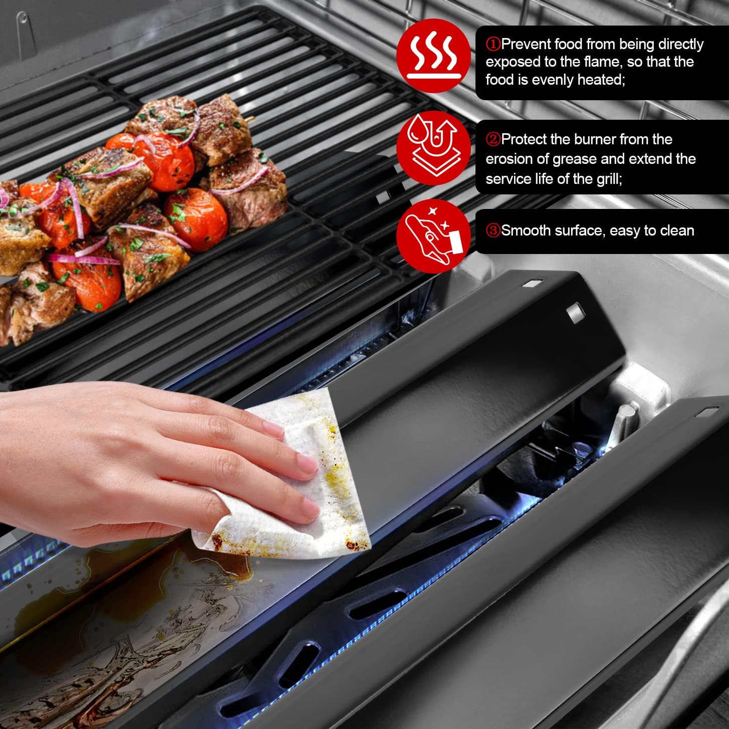 GGC 19 3/4 Grill Grates and 18-15/16 Heat Plates Replacement Parts for Char Griller 3001, 3008, 3030, 4000, 5050, 5252, 5650,5072 and King Griller 3008, 5252 Grills
