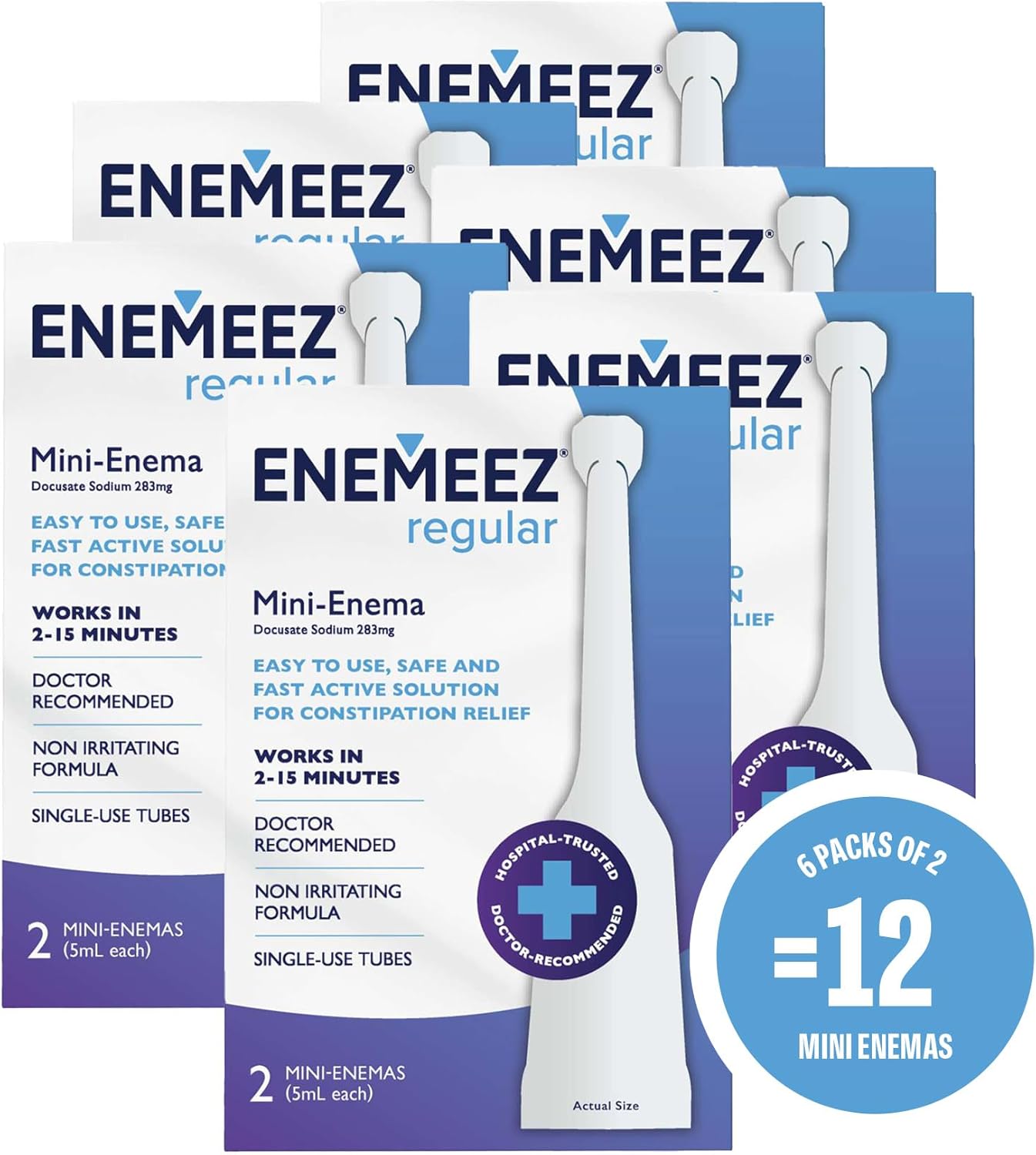 Enemeez Constipation Relief for Adults 0.84 Fl Oz, Docusate Sodium Mini Enema for Effective Constipation Relief, Docusate Formula, 12 Count - Image 3