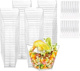 Tasses à Dessert, 50Pcs 60ml/2oz Coupes Gobelets Mini Tasses à Dessert Gobelets Verrines à Dessert Réutilisables pour Mousse,Tiramisu,Anniversaire