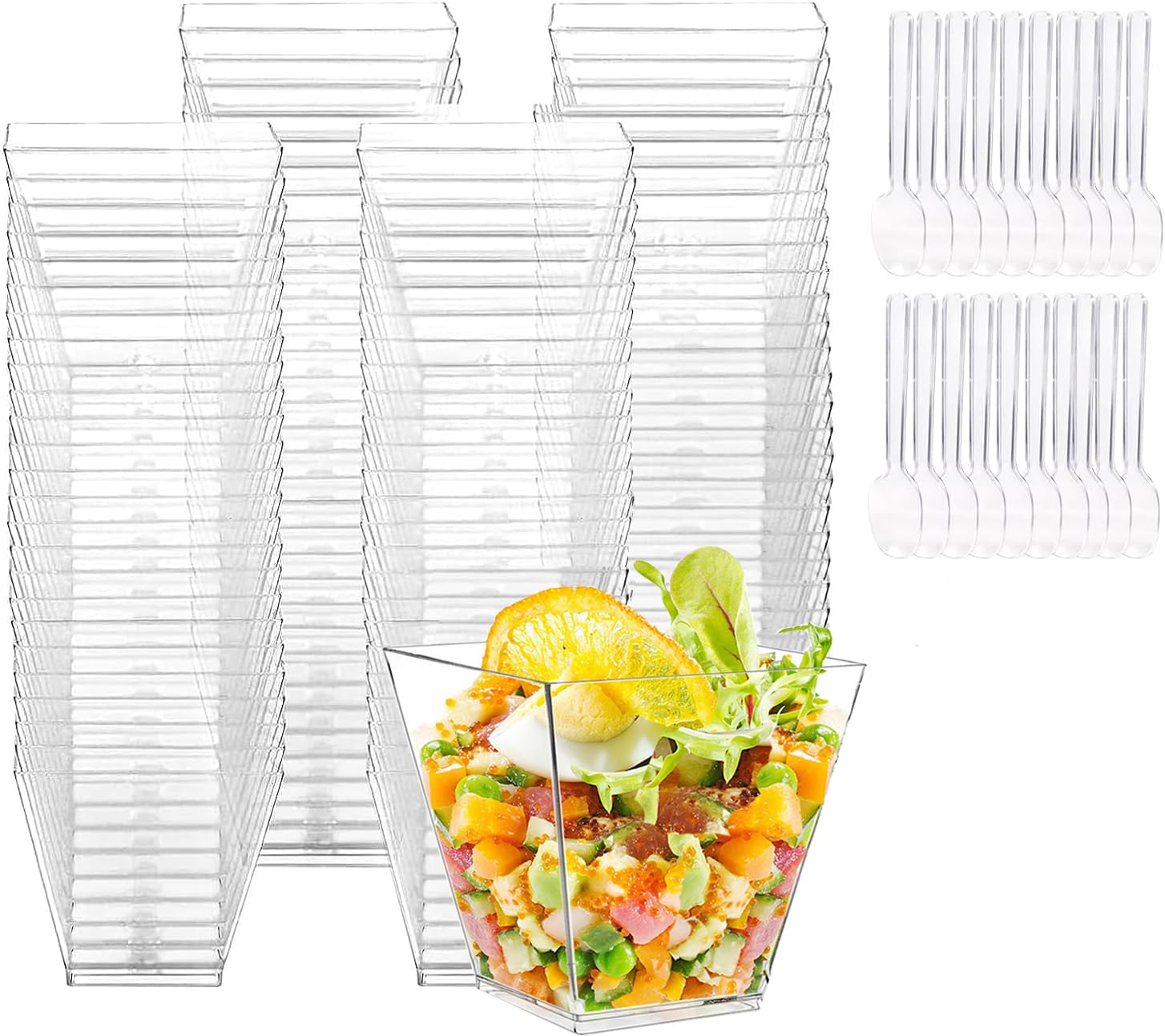 Dessert Cups, 50 x 60 ml/2 oz Cups Mini Dessert Cups Reusable Dessert Verrines for Mousse, Tiramisu, Birthday