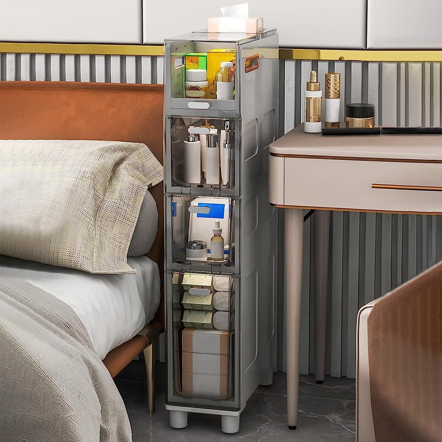 Mobiletto Da Bagno Alto E Stretto, Unità Sottile A 3/4/5 Livelli
