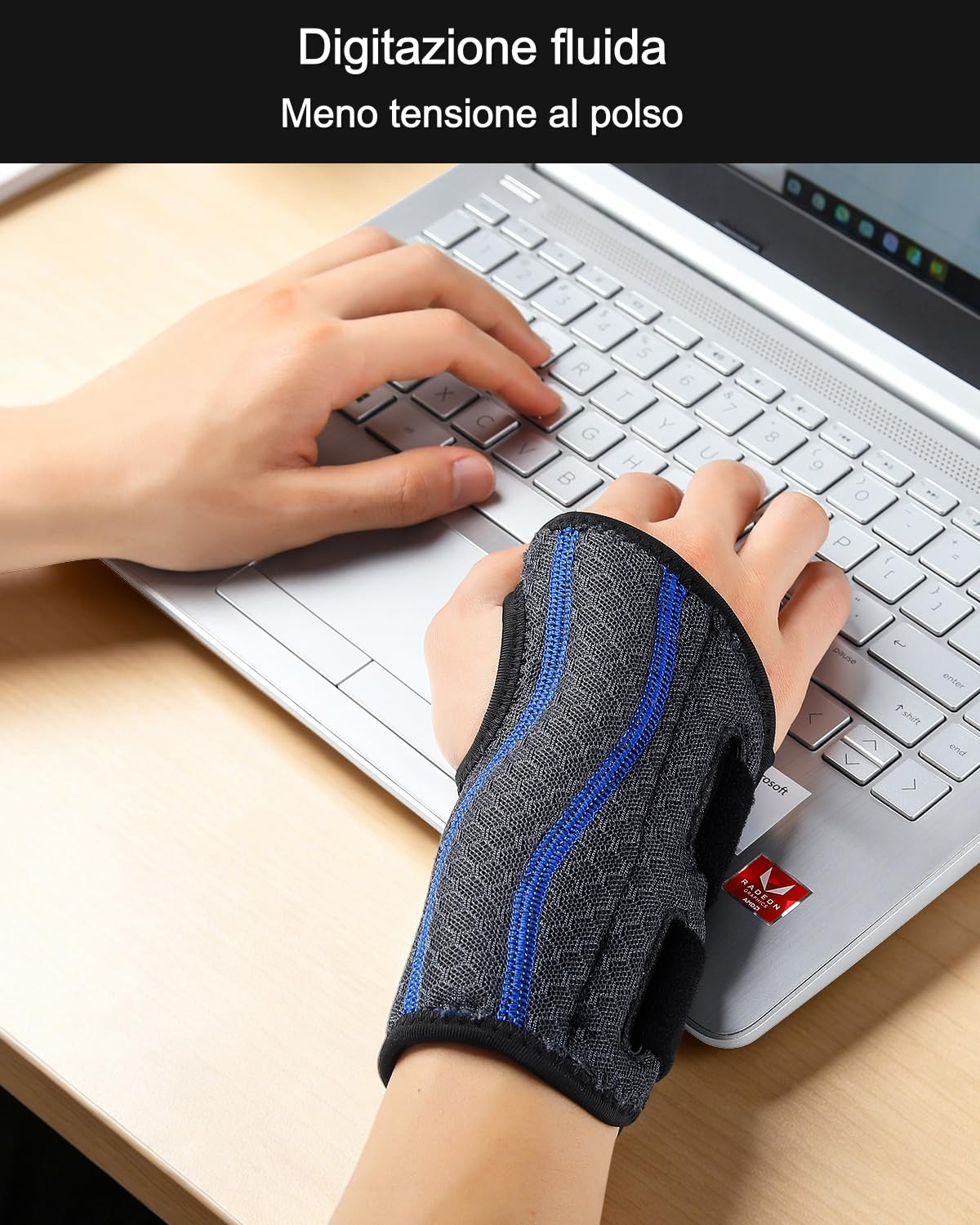 ABYON Fascia Polso con Stabilizzatore, Supporto Ergonomico per Tunnel Carpale, Mesh 3D Traspirante e Fodera Morbida per Tendiniti, Distorsioni e Recupero Notturno (Sinistro/Destro)