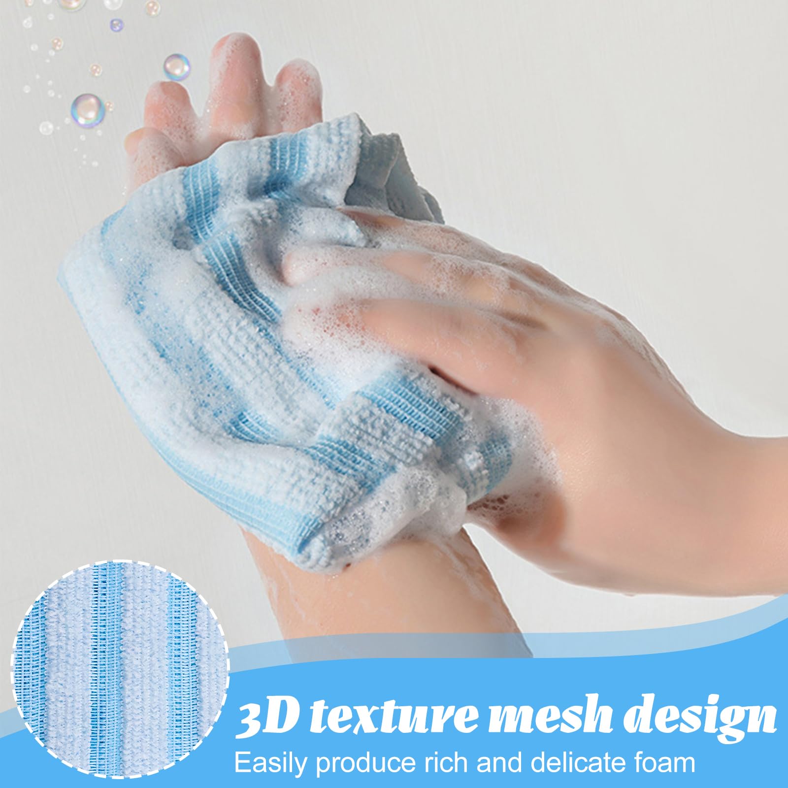 5 Pièces Serviette Exfoliante Douche,Serviette Exfoliant pour le Dos 25 × 100 cm,Serviette de Douche Exfoliante Japonaise,Débarbouillettes pour Homme Femme,Lave Dos Long pour Corps,Dos,Bras et Jambes