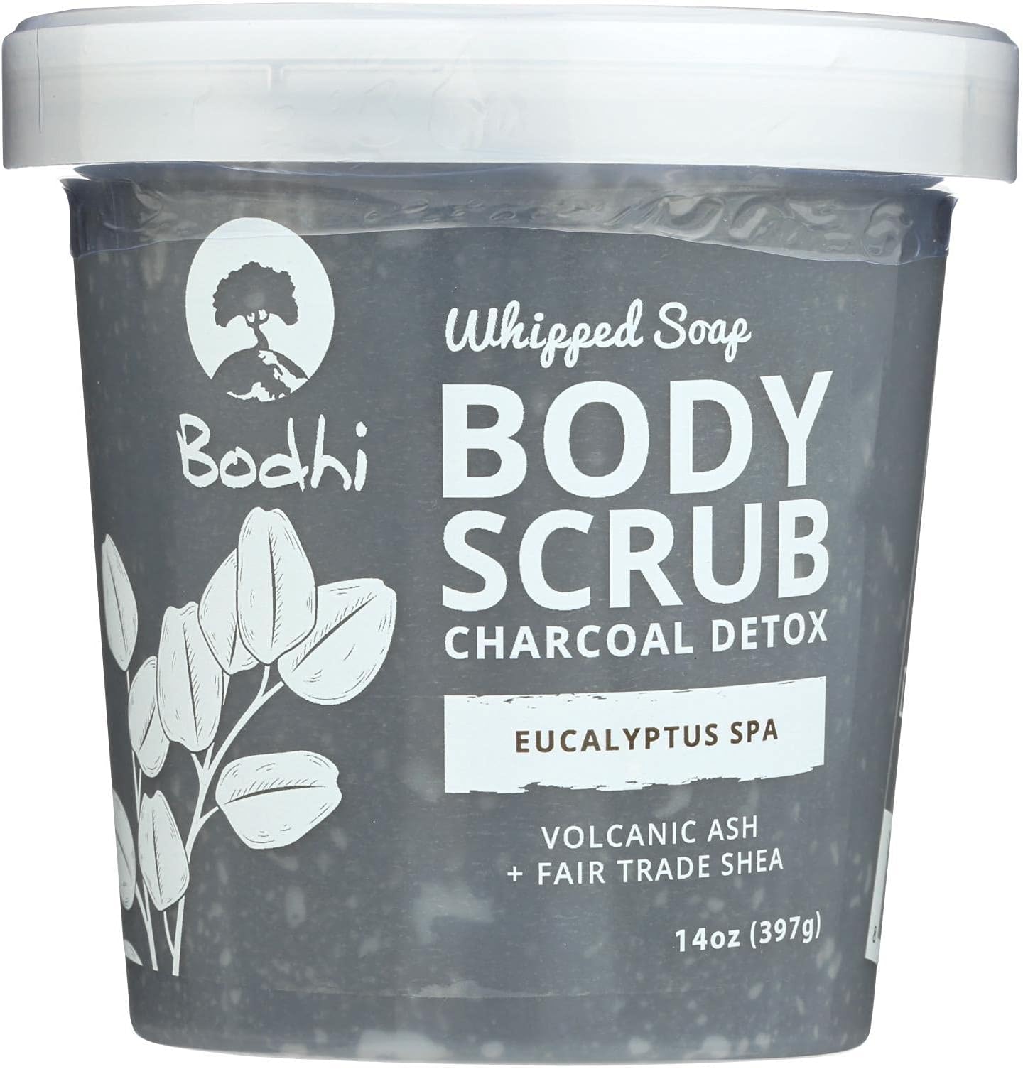 Bodhi Handmade Soap Eucalyptus Spa Charcoal Detox Whipped Soap Body Scrub, 14 Oz