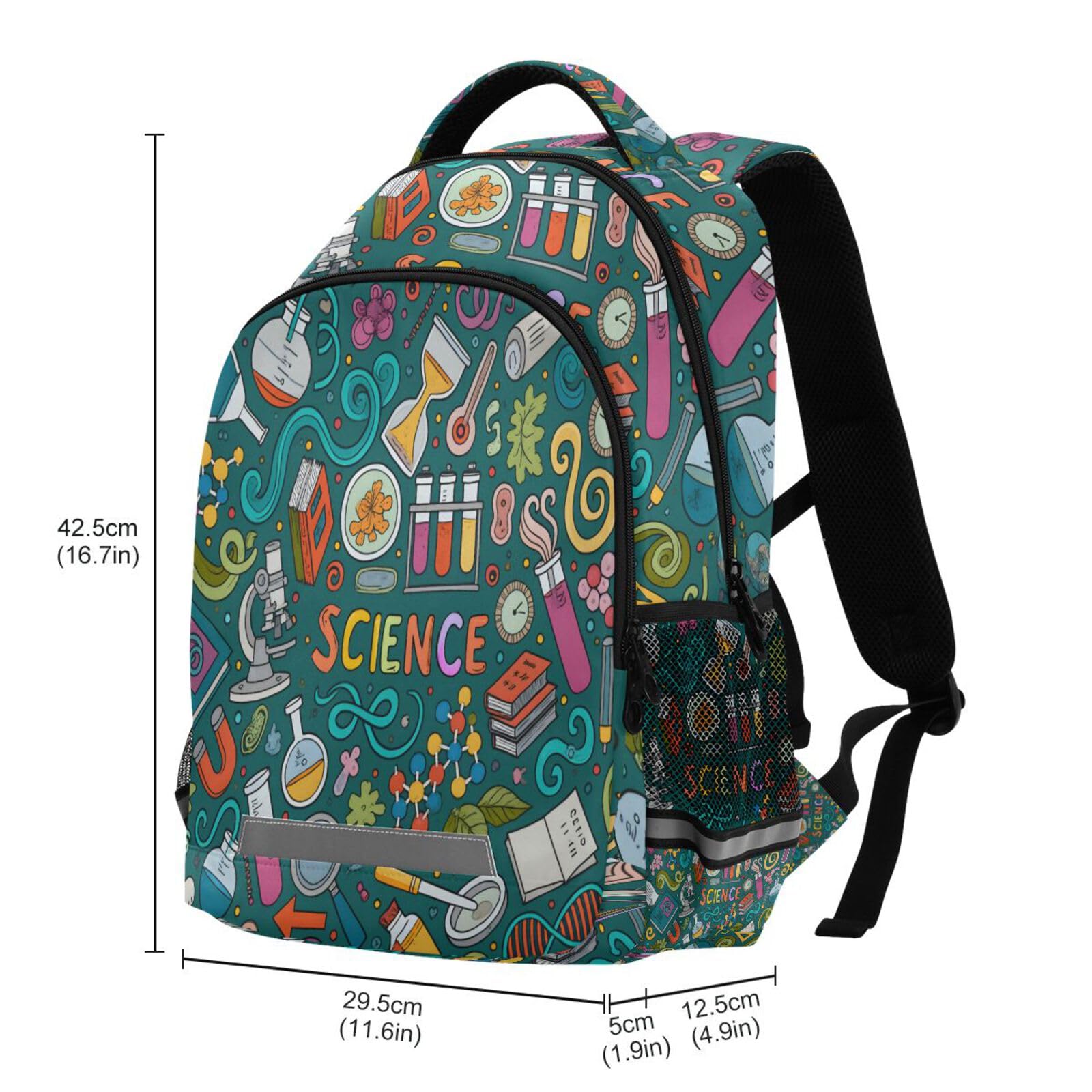 ALAZA Divertente Cartone Animato Carlini Cucciolo Cani Zaini Viaggio Laptop Daypack Scuola Libro Borsa per Uomini Donne Adolescenti Bambini 33, Scienza, one-size, Zaini Daypack