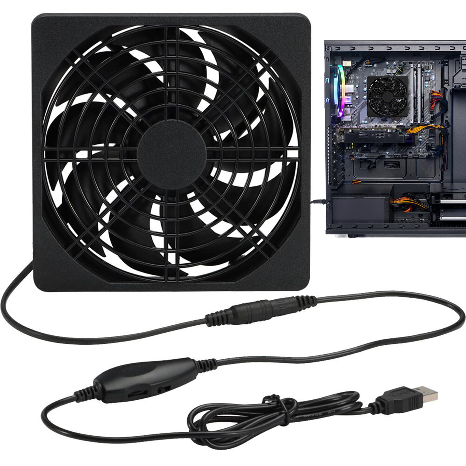 Ventilador USB Para Computadora | 3 Velocidades 5V Soplador Silencioso | Ventilador USB de Enfriamiento 120mm,Para Tableta Televisor Receptor Router CPU Disipador