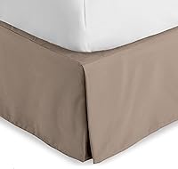BareHome Queen Bed Skirt Taupe - 15 Inch Tailored Drop, Pleated Microfiber, Wrinkle Fade Stain Resistant, Easy Fit