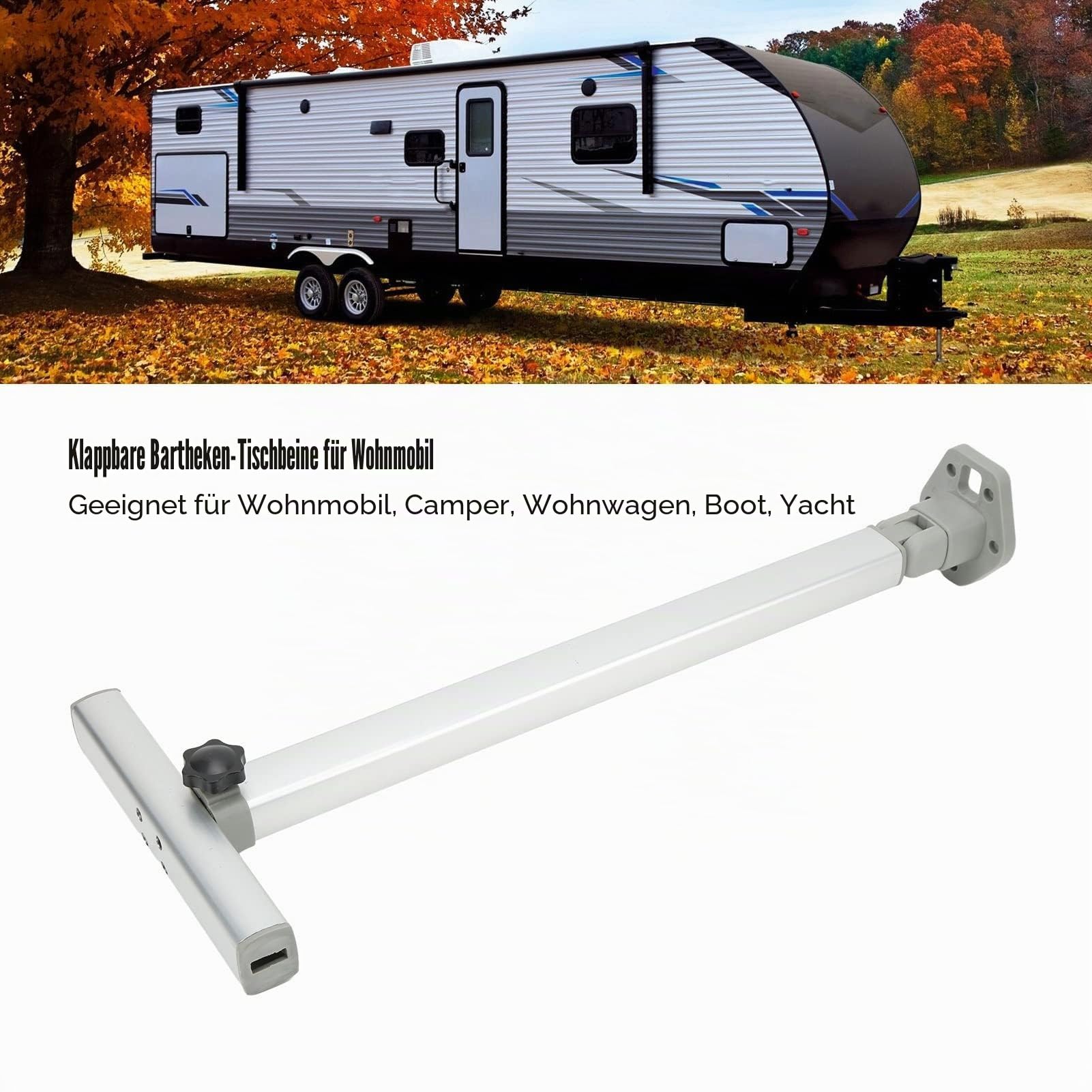 Klappbares Tischbein für Wohnmobile, Robuste Aluminiumlegierung, 590 Bis 775 Mm Höhenverstellbare Tisch-T-Stange für Boot, Yacht, Wohnmobil, Marine, Wohnwagen, Camping,