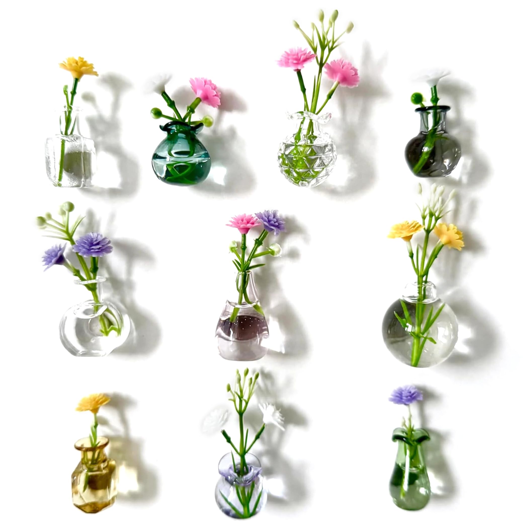 Perodlly Magnets Fridge, 20 Mini Magnet Vases For Refrigerator, Glass Magnetic Flower Vases With Artificial Flowers For Fridge & Office Decor.