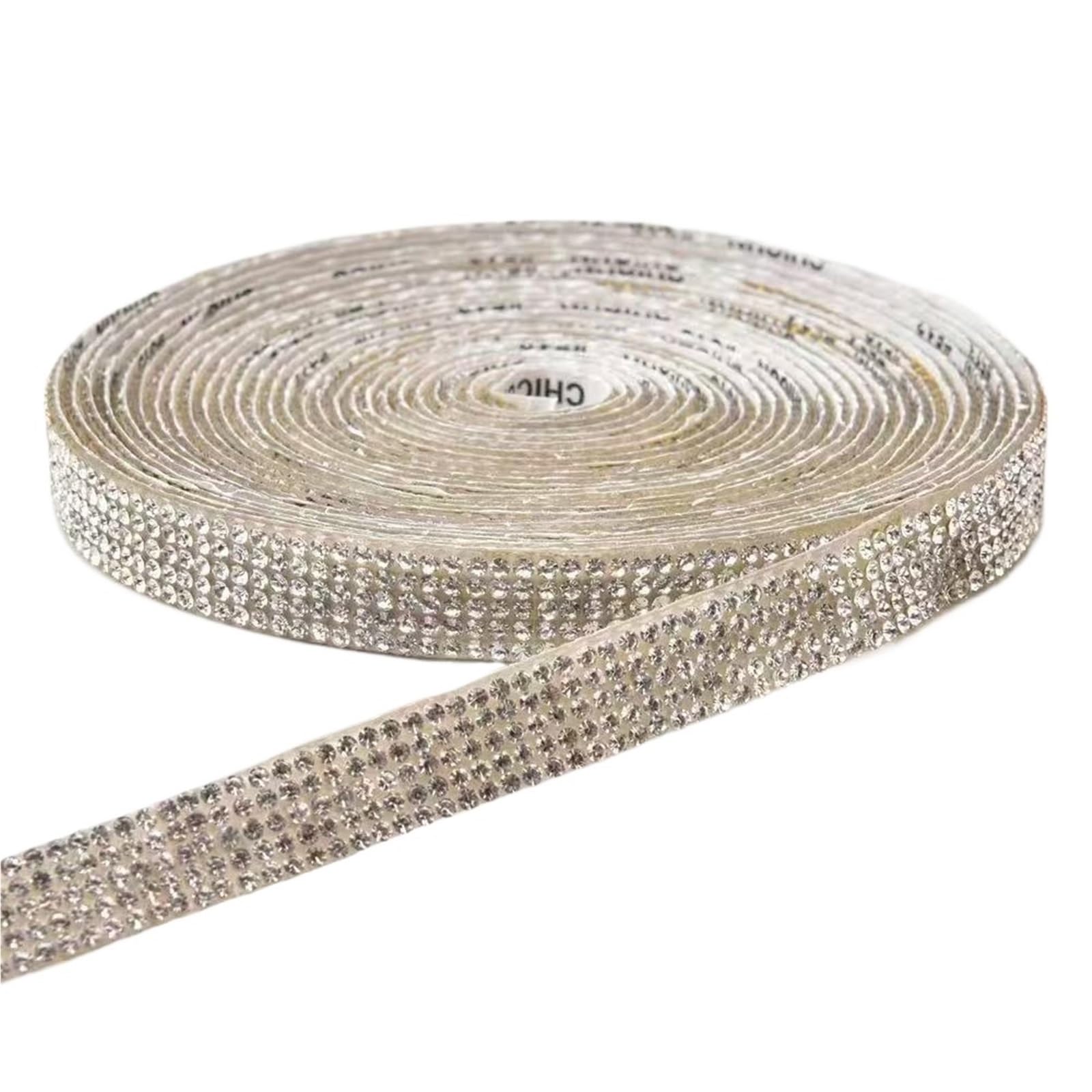 Taśma brokatowa, samoprzylepna kryształowa naklejka z kryształem górskim Rolka 1 jardów Multicolor Multi Sizes DIY (White, 3.2cm)