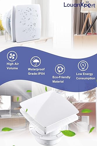 Miniatura 4 de Extractor de pared de baño de 4 pulgadas, blanco, 76 CFM, válvula de retención antirretorno, cable estadounidense de 3.3 pies para cocina,