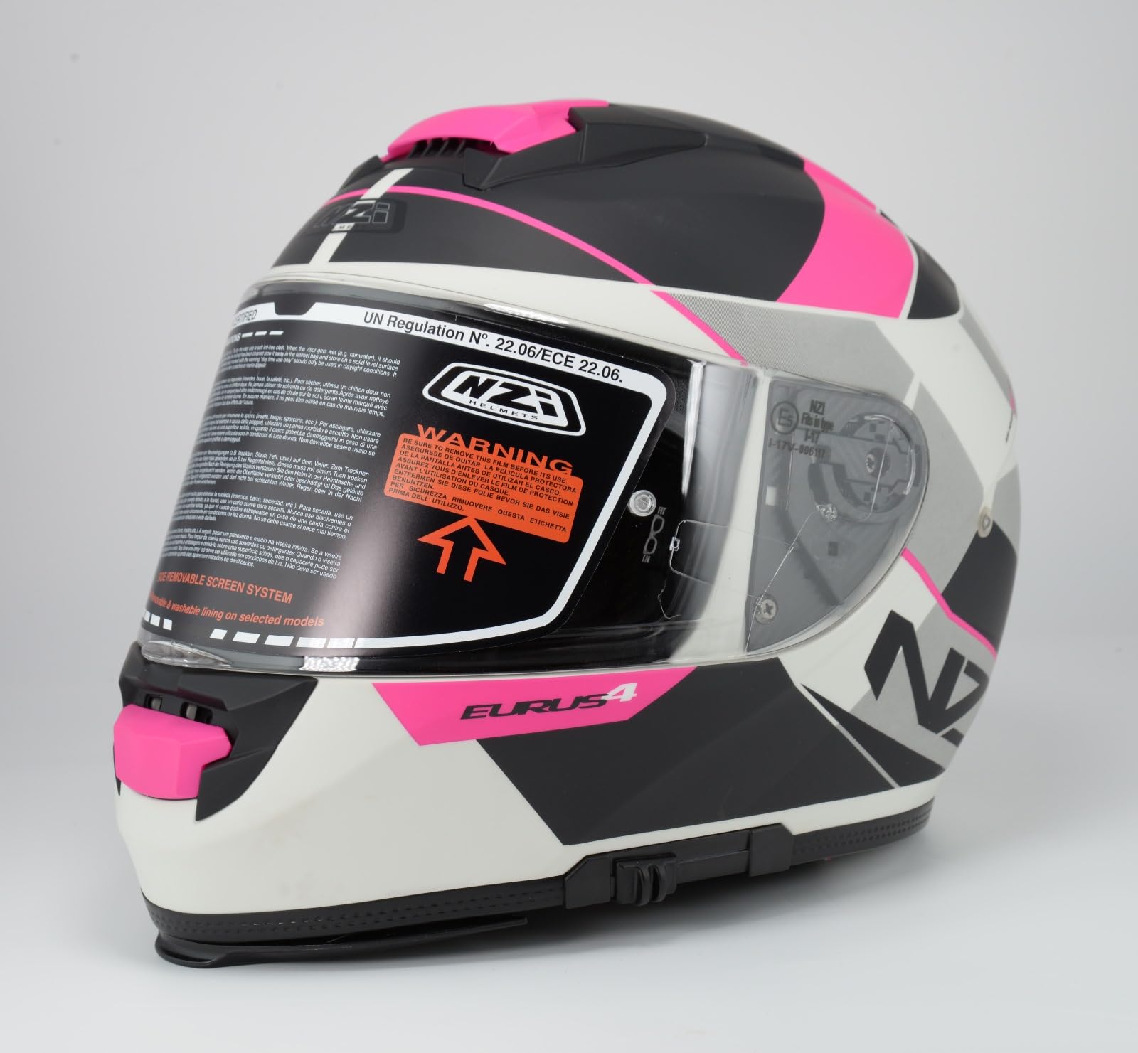 MC Casco NZI Integral para Moto Eurus 4 Vanguard Rosa Blanco Mate HOMOLOGACION 22.06 Talla S