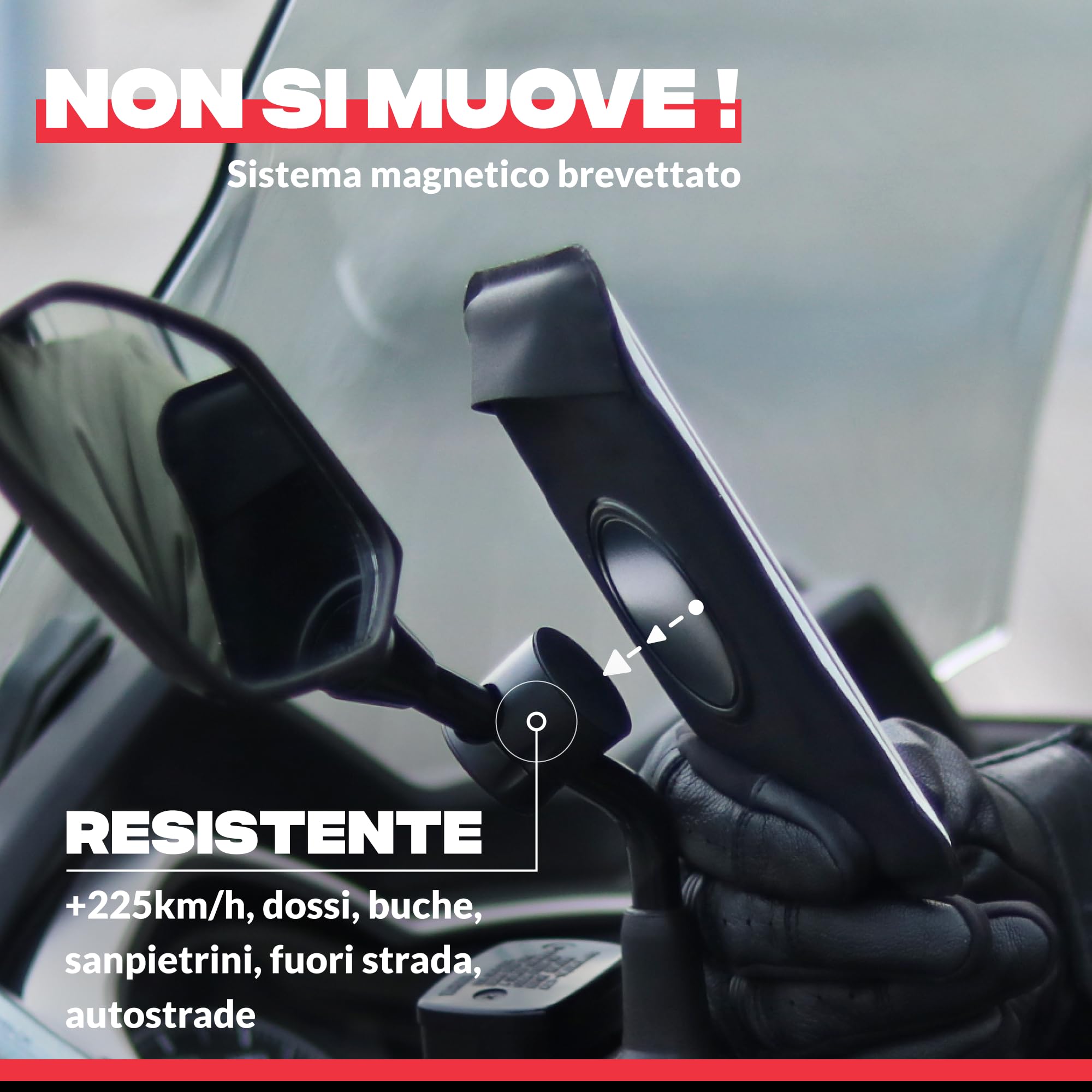 SHAPEHEART Innovazione francese,Porta cellulare scooter moto PRO con tasca magnetica,Rotazione di 360°Anti Vibrazione,Porta telefono scooter per specchietto retrovisore,Supporto cellulare Impermeabile