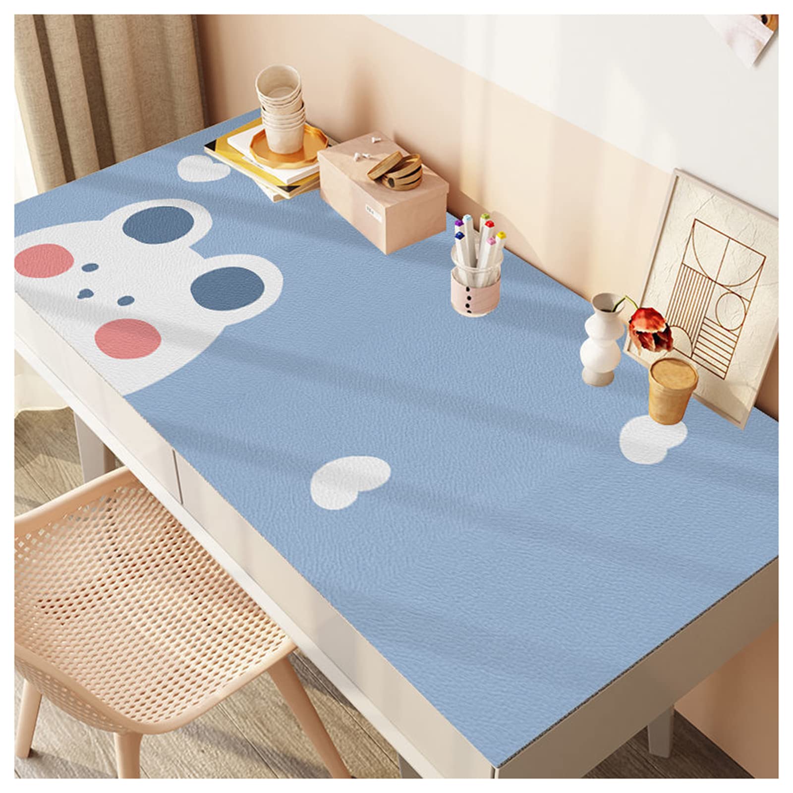 Tappetino da Scrivania in Pelle, Sottomano Scrivania Bambini, Tovaglia Protettiva in Pelle per Tavolo Sala da Pranzo, Scrivania Ufficio, Grande Tappetino per Mouse, Antiscivol(Size:60*140cm,Color:h)
