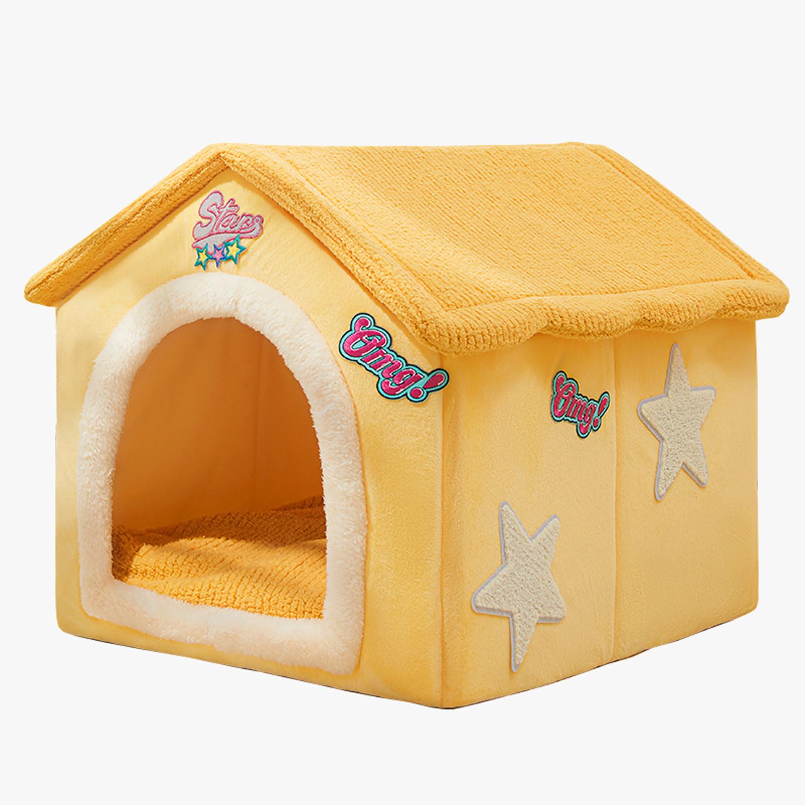 Gezellig huisdierbed, warm hol, kattenhol, halfgesloten slaapnest, puppyhuis met afneembaar kussen, slaapbed voor katten en kleine honden