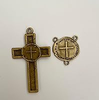 Vista 9 de Kit de rosario de bricolaje, 3 juegos de centro de mesa de San Miguel y accesorios de crucifijo de perdón para rosario bellamente hecho, Mediano