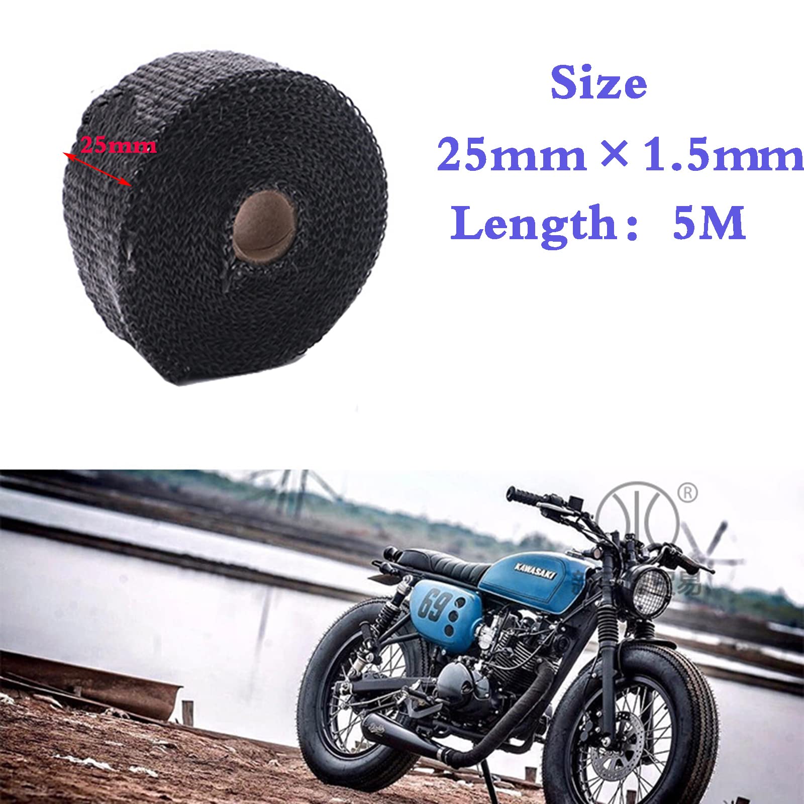 Nastro Termico In Fibra Di Vetro - 2 Rotoli 2.5 Cm X 5 M, Per Scarichi Auto/Moto - Foto 8