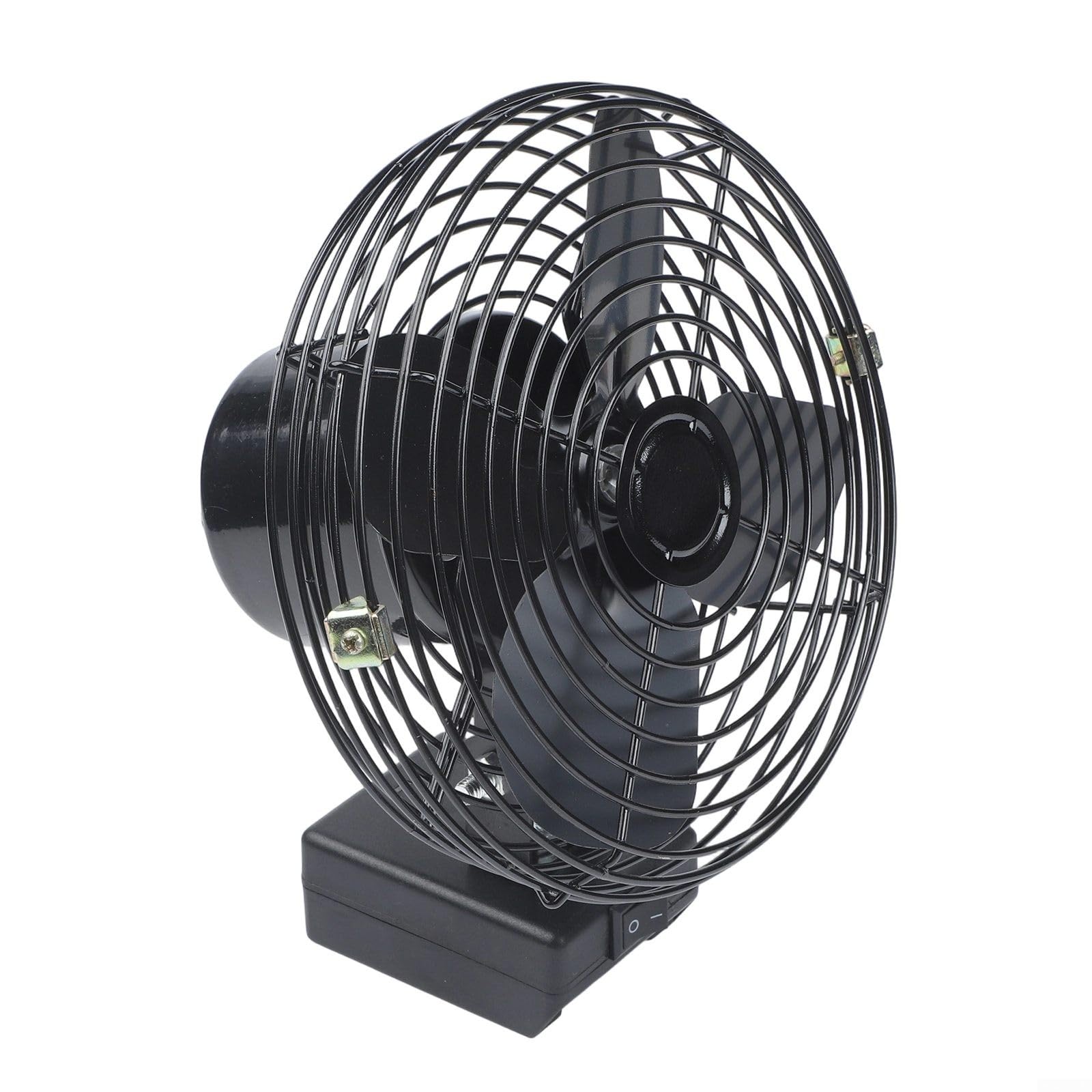 Ventilador recargable de litio con estructura metálica que ofrece aire fresco y gran durabilidad