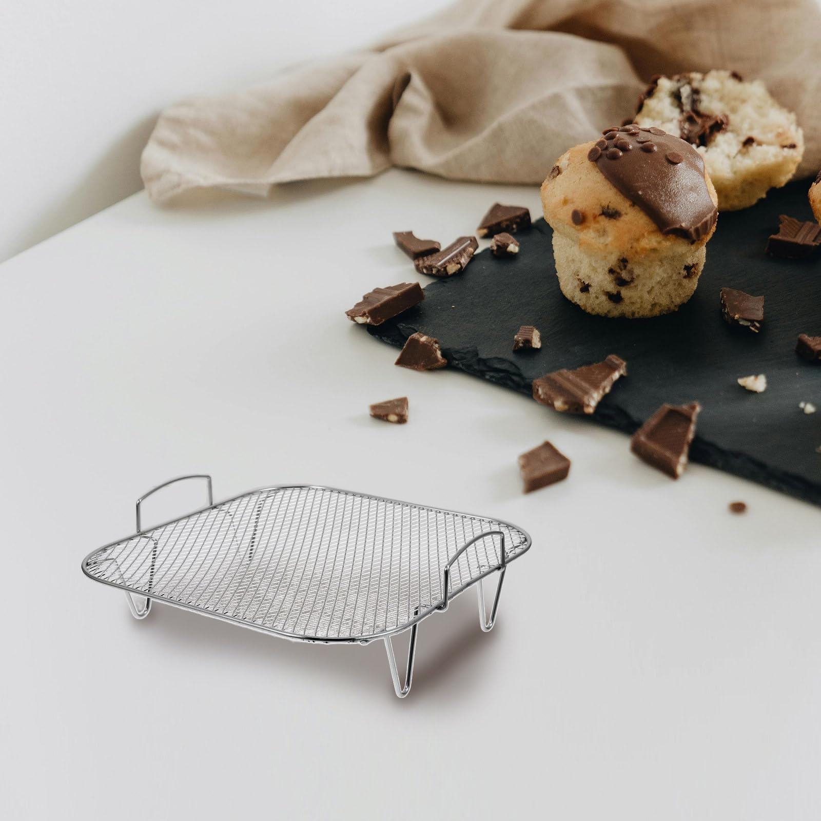 Juego de accesorios para airfryer de acero inoxidable con parrilla y vapor, freidoras de aire caliente que ahorran espacio, rejilla para accesorios de cocina uniformes para una cocina