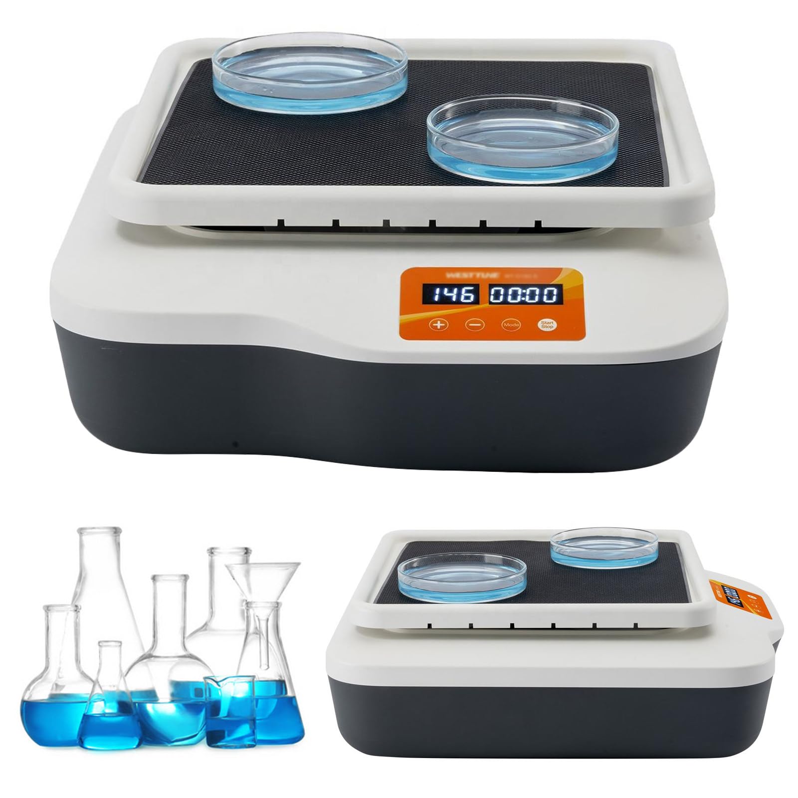 Orbital Shaker - Adjustable Speed 40-200RPM Digital Rotator Shaker with Continuous and Timed Mode, Max. Capacity 2kg, Orbit Diameter 20mm, for Lab School