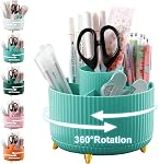 Cayxenful Pencil Holder For Desk,5 Slots 360°Degree Rotating Desk Organizers And Accessories,Desktop Storage Stationery Supplies Organizer, Cute Pencil Cup Pot For Office, School, Home (H-Black)