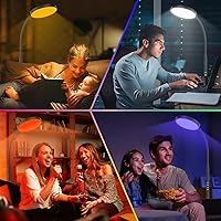 Vista 7 de Lámpara de pie PACOVY, lámparas de pie ajustables de altura para sala de estar dormitorio, lámpara de pie regulable de cuello de ganso súper