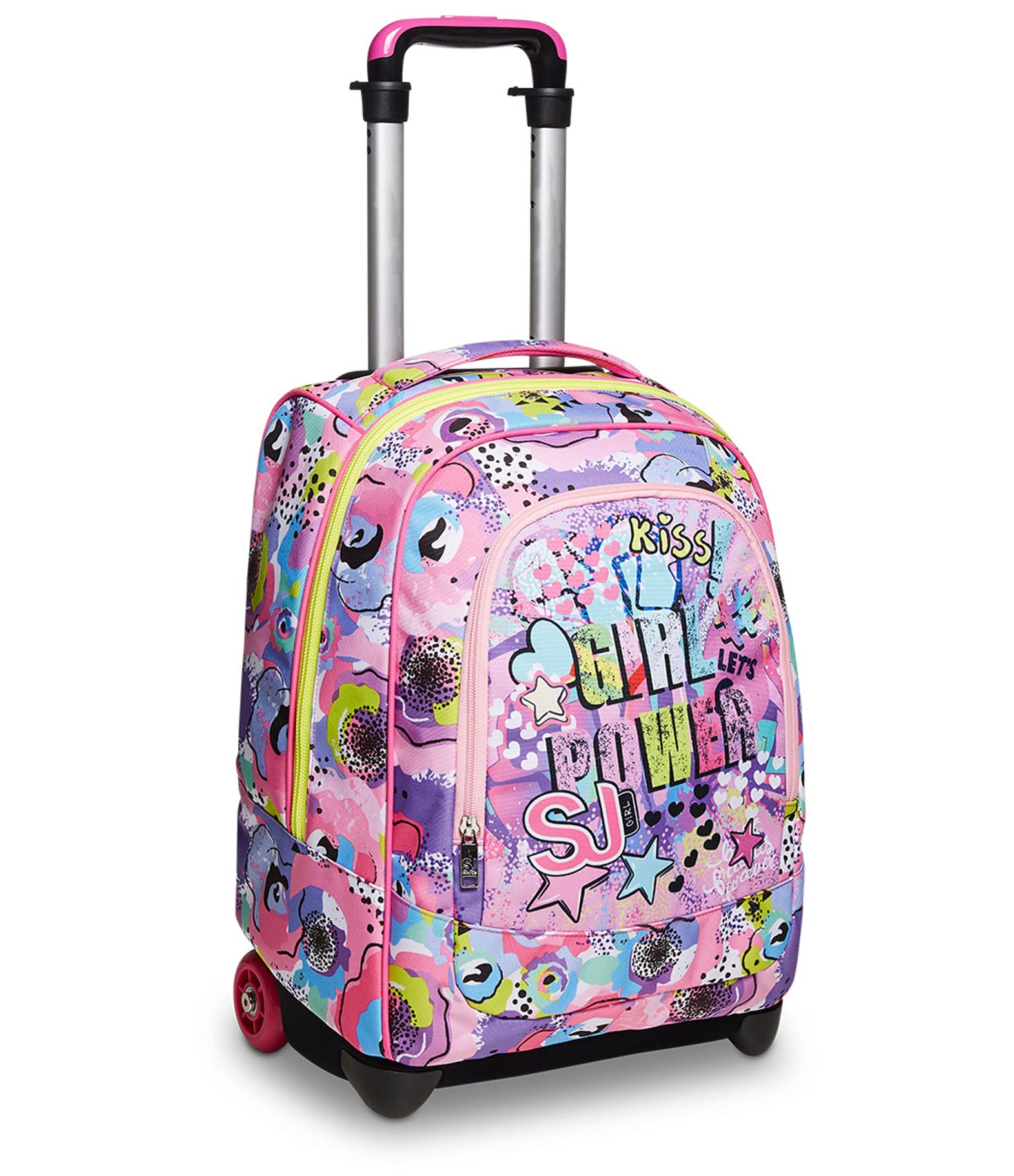 SJ Kids Zaino trolley 2 in 1 con ruote di prima classe per la scuola elementare viaggi e tempo libero ragazze e ragazzi multicolore