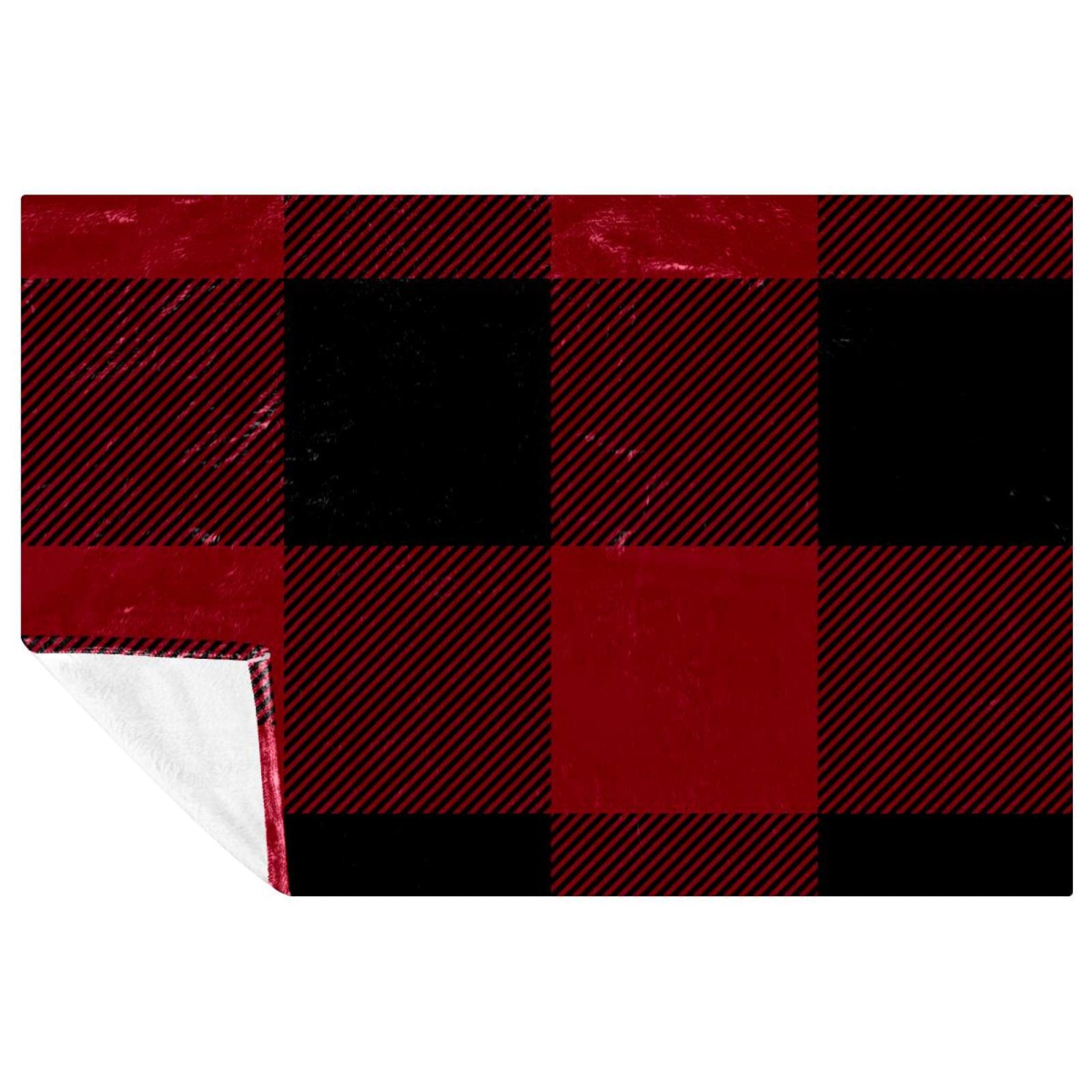 Plaid chaud et doux rouge et noir couverture isolante de camping