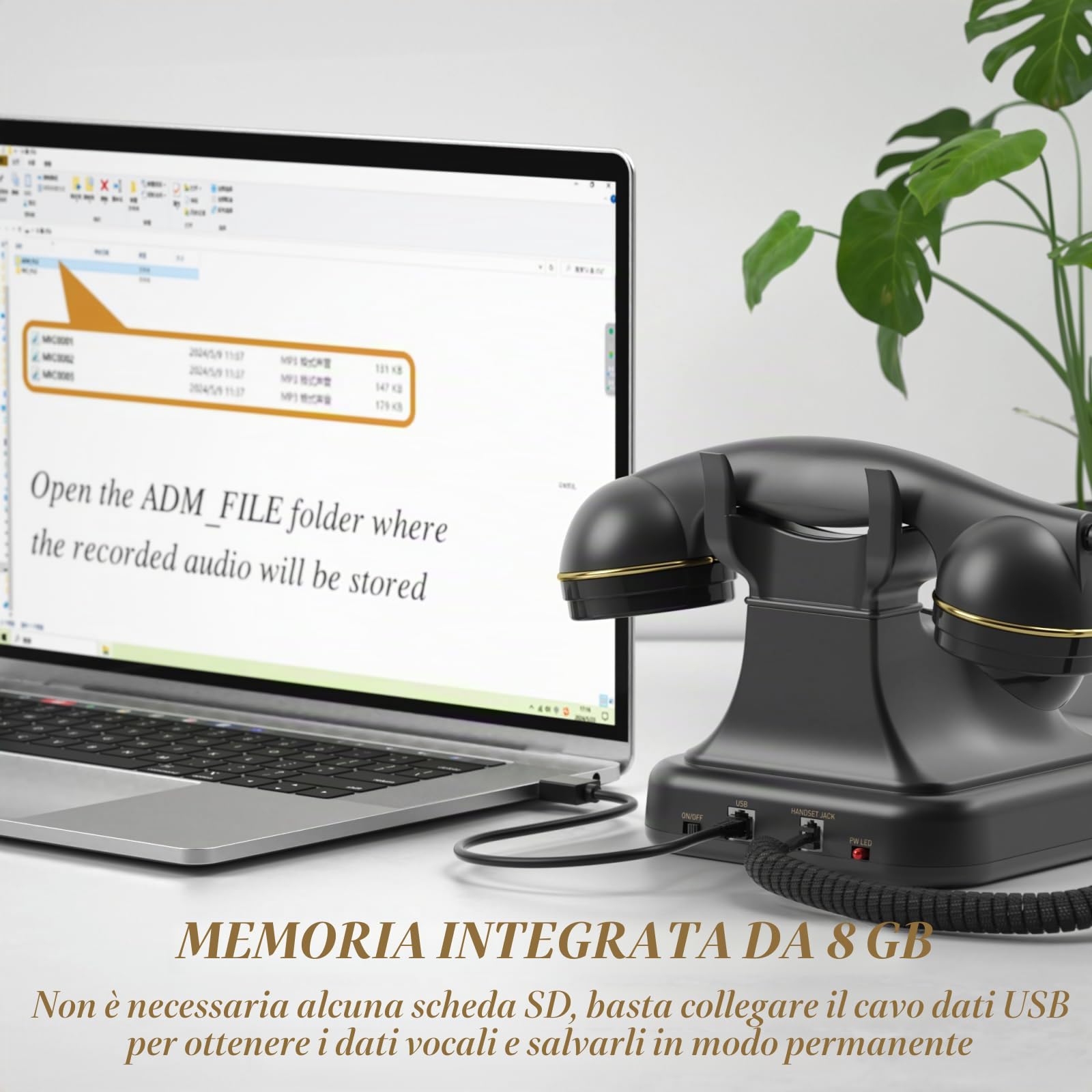 Bisofice Libro degli Ospiti Audio, Libro degli Ospiti per Matrimonio, Telefono con segreteria vocale, Supporta messaggi Audio Personalizzati, Telefono di Nozze per Feste, Matrimoni, Compleanni
