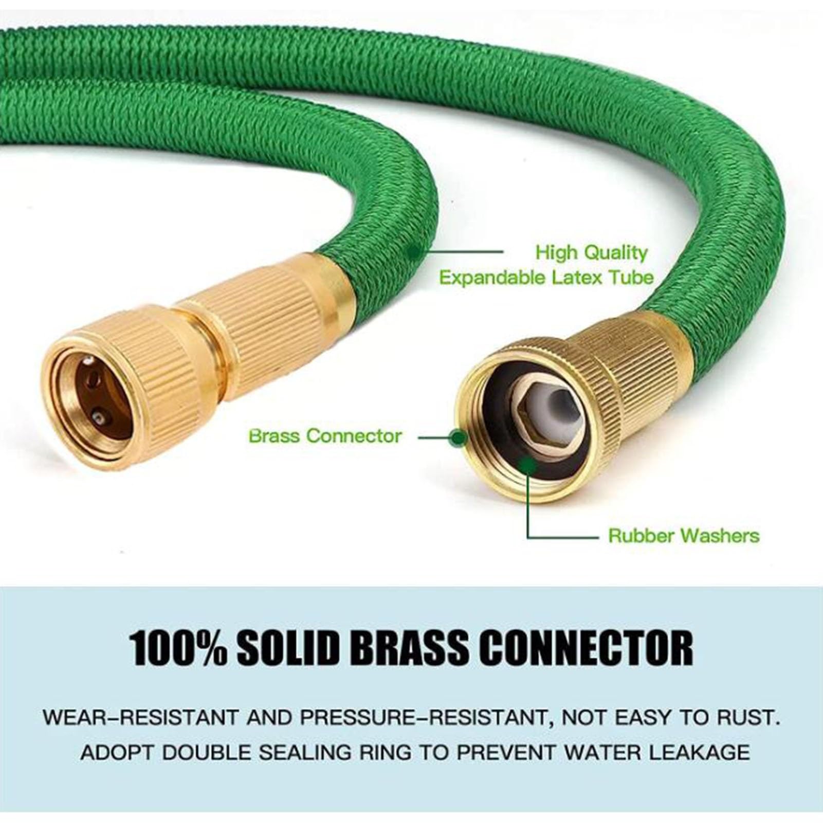 Tubo per l'irrigazione, Tubo da Giardino Tubi da Giardino Espandibili - Avvolgitubo Flessibili Ugello for Pistola a Spruzzo a 9 Funzioni, Raccordi in Ottone Massiccio Tubo for Giardinaggio P(Teles aft