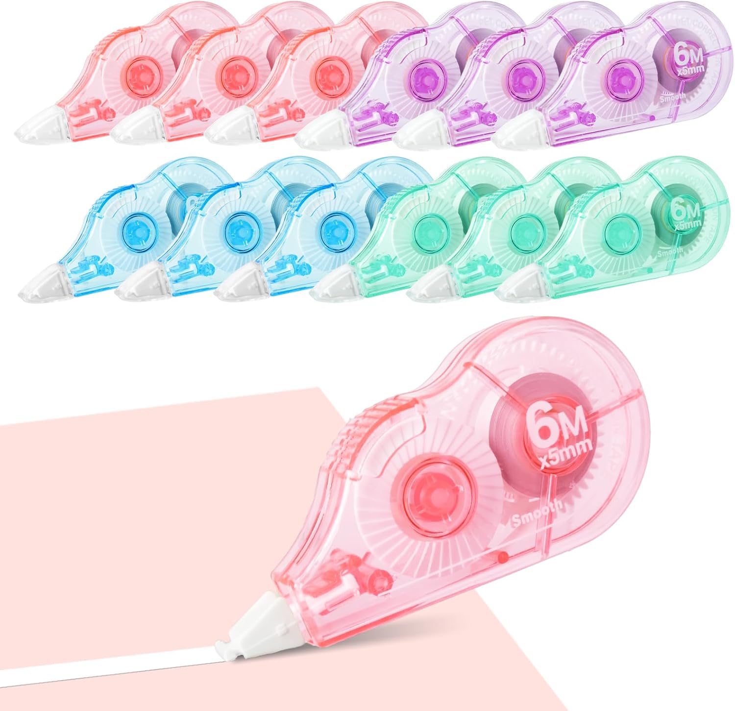 White Correction Tape, 12-Pack, 6 M Each for School and Office