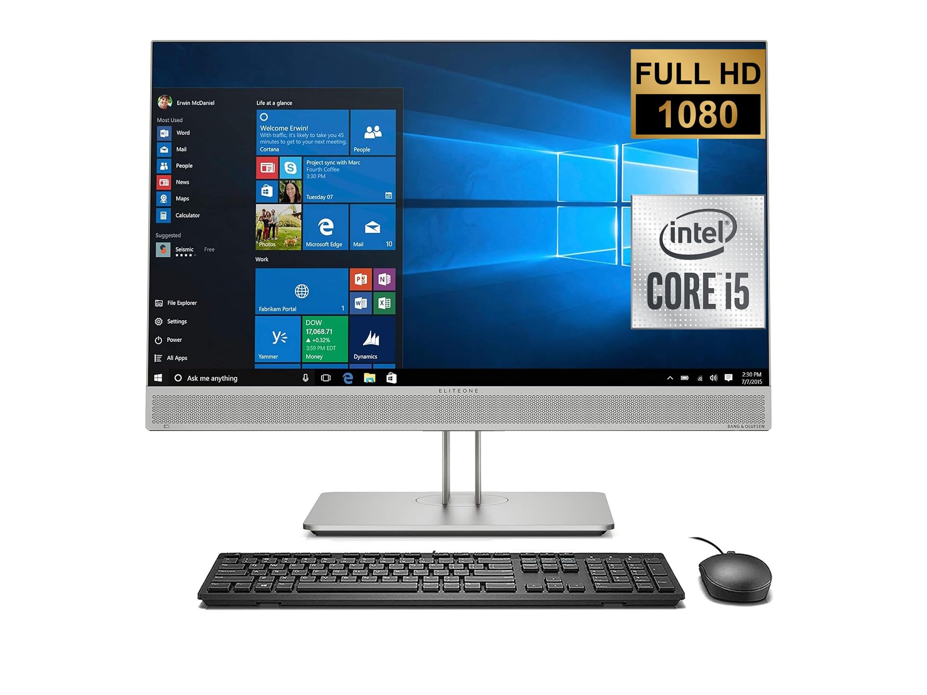 HP EliteOne 800 G5 All-in-One Desktop-PC, 23.8 Zoll FHD, Intel Core i5-9500T, 8 GB RAM, 256 GB SSD, WiFi, Bluetooth, US QWERTY-Tastatur, Windows 11 Pro (Generalüberholt)