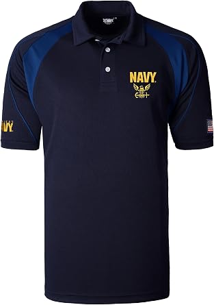 Malham USA US Navy Polo Shirt Breathable Fabric, Embroidered Logo, Flag Patch, Comfortable Fit, Sizes S-L