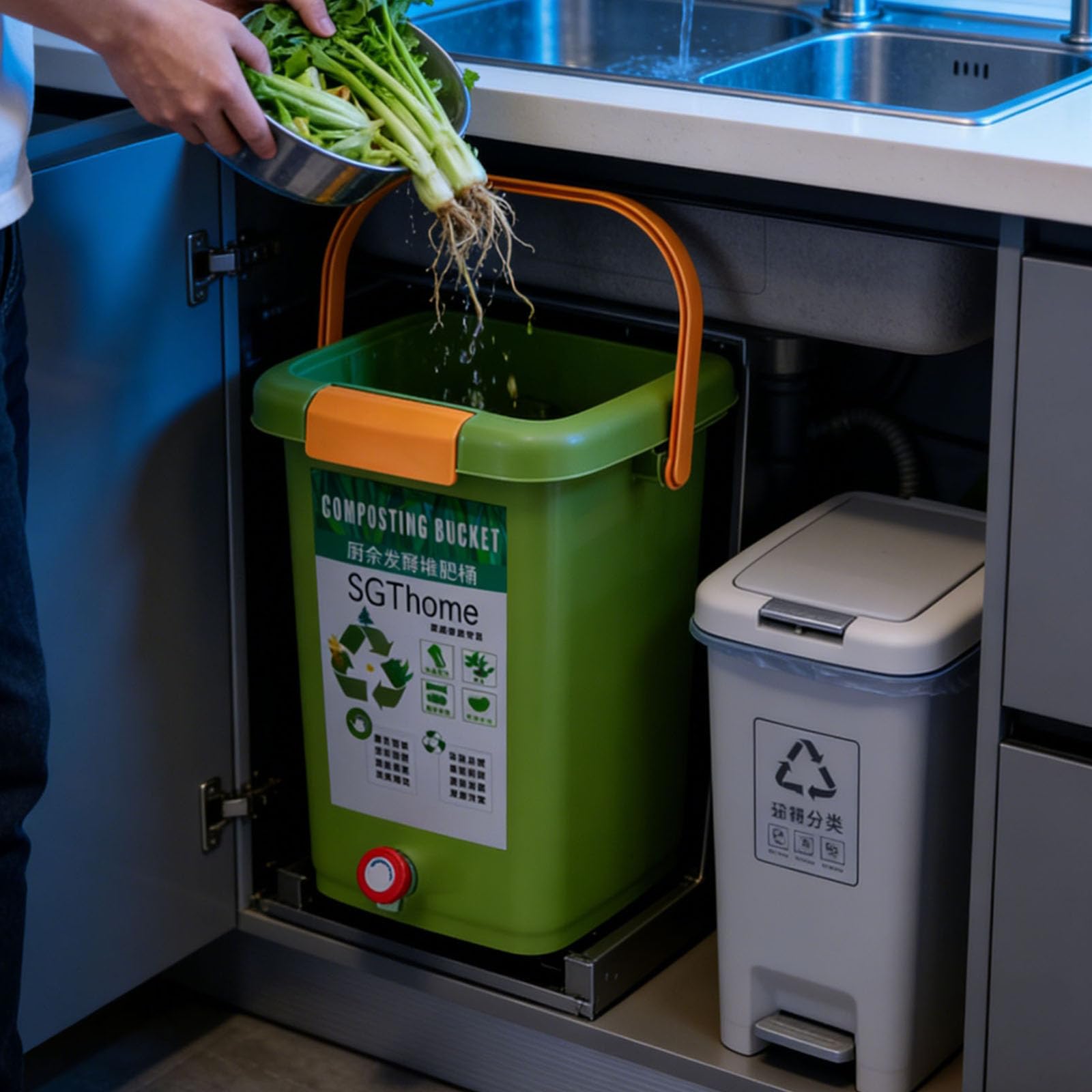 Garten Humusbehälter mit verstärkter Belüftung für schnellere Verrottung von organischen Abfällen, einschließlich Laub, Gras und Küchenresten Einfache Installation