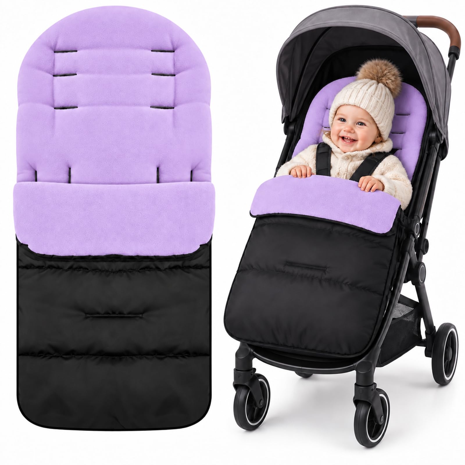 Footmuff for Pushchair Universal, Universal Footmuff for Stroller, Purple