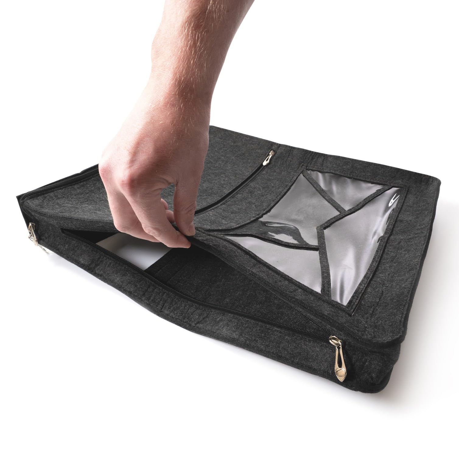 Katai - Indoor Letter Box Catcher Bag - Universal Fit Grey Felt Mail Slot Catcher for Front Doors - Includes Ergonomic Letter Opener - Image 3