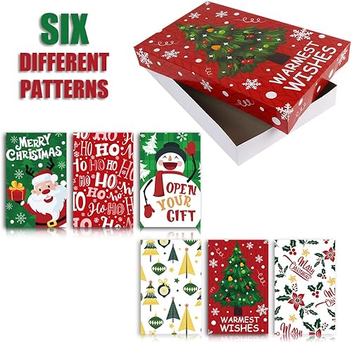 Miniatura 3 de SULOLI Cajas de regalo de Navidad con tapas, paquete de 12 cajas de ropa estampadas para regalos de Navidad