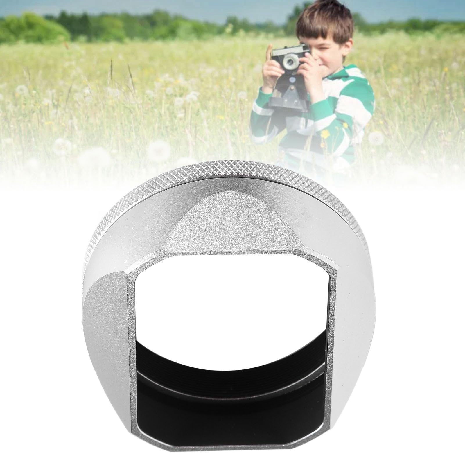 Paraluce Quadrato per X100VI, Paraluce Fotocamera in Lega di Alluminio con Panno per Assorbimento della Luce, Finitura Opaca, EF 75-300 Mm EF-S 55-250 Mm Sostituisce ET-60