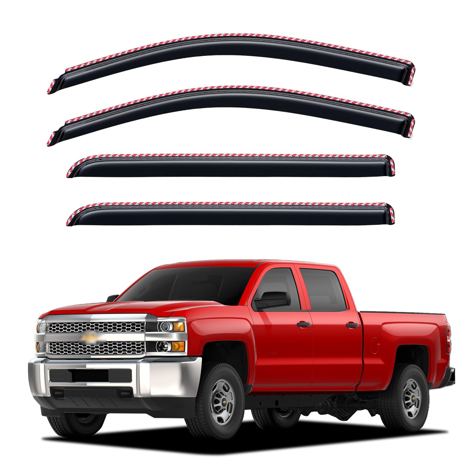 in-Channel Window Visors Rain Guards for 2014-2018 Chevy Silverado/GMC Sierra 1500 Crew Cab