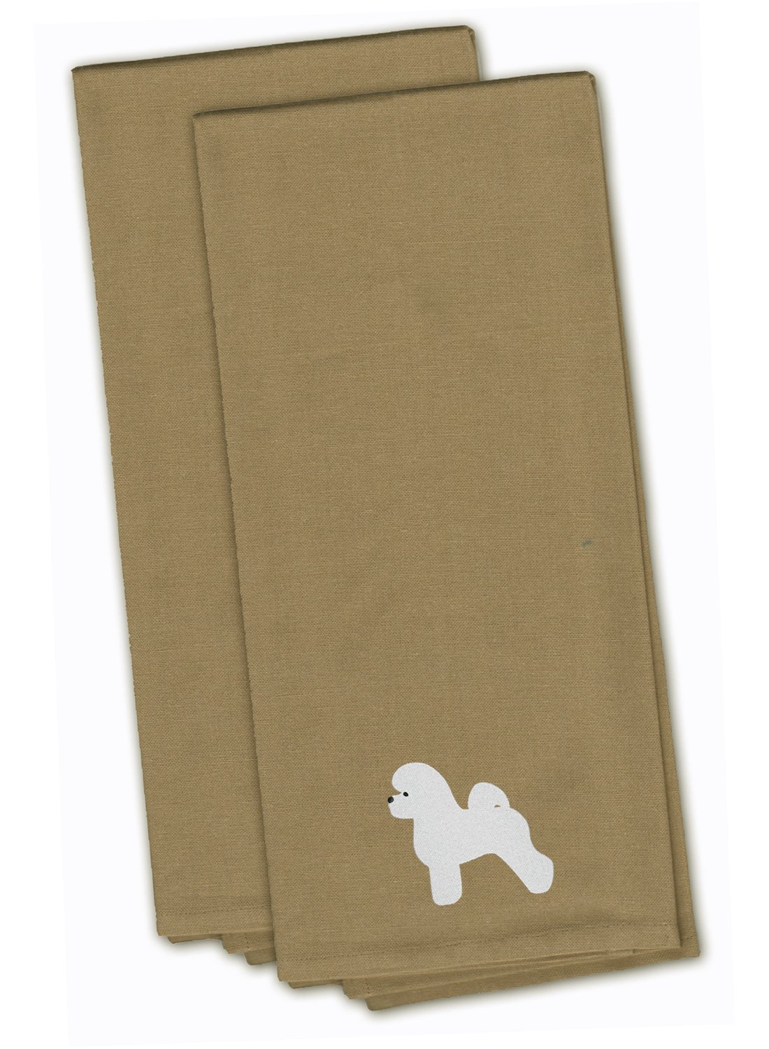 Caroline's Treasures BB3445TNTWE Bichon Frise Tan Lot de 2 torchons de Cuisine brodés en Tissu Multicolore