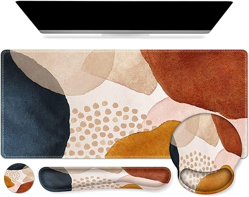 Miniatura 14 de iCasso - Alfombrilla de mouse, juego grande de alfombrillas de escritorio rosa, 4 en 1 XXL, alfombrilla de mouse + reposamuñecas para teclado +