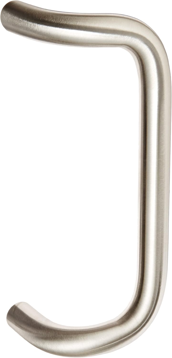 Rockwood BF157.32D Stainless Steel 90-Degree Offset Door Pull, 1" Diameter x 10" Center-to-Center, Through Bolt Mounting for 1-3/4" Door, Satin Finish