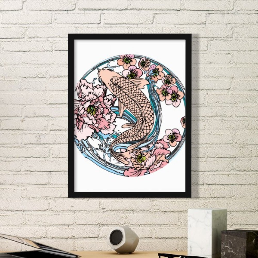 Cadre photo Lotus Rose DIYthinker estampe geometrique noire et sticker mural